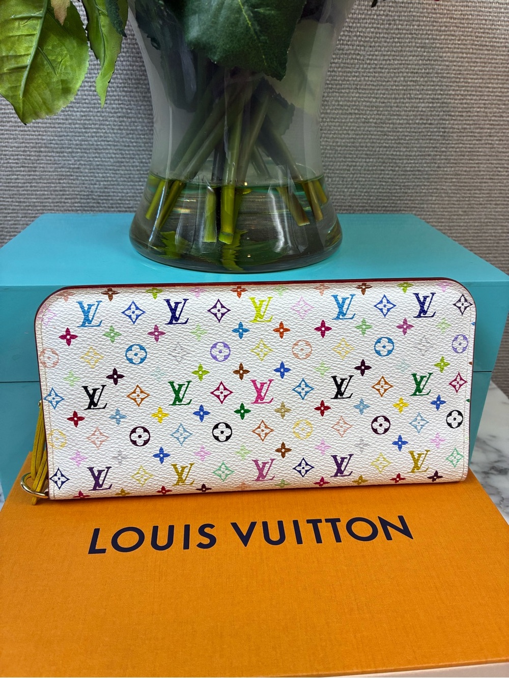 LV Louis Vuitton White Multicolor Murakami Insolite Wallet - Beautiful Pre-Loved